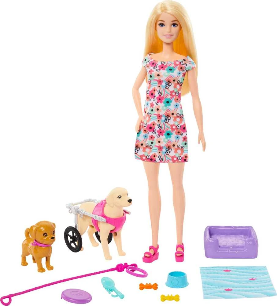 Lėlė Barbie HTK37 Walk and Wheel Pet Playset