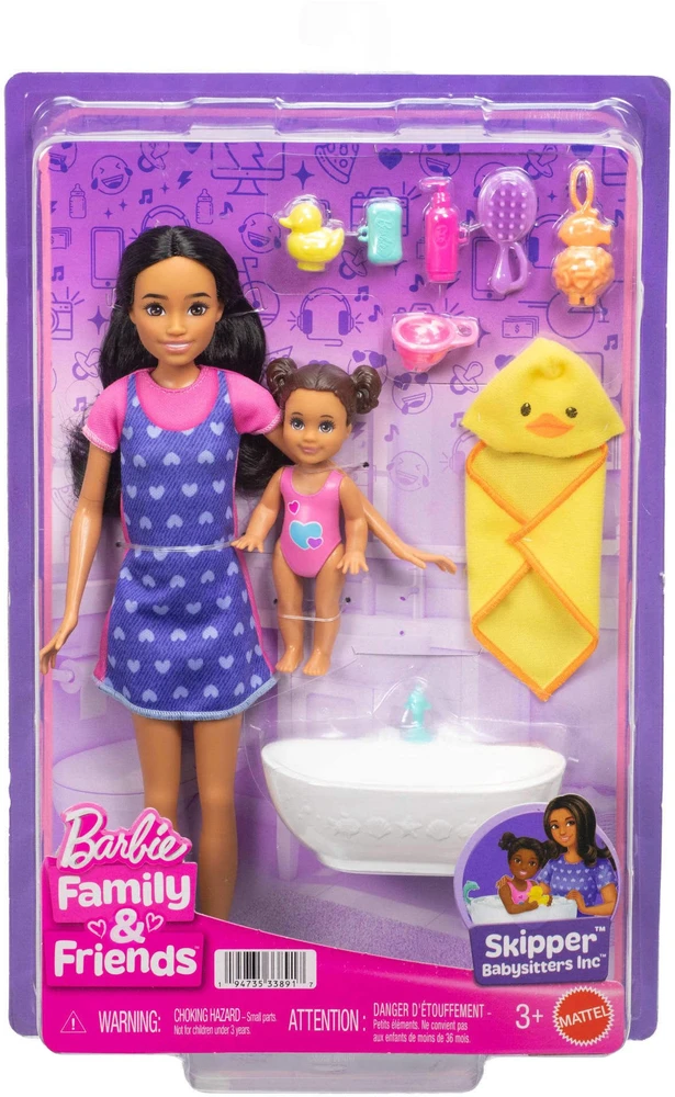 Mattel Barbie Skipper Babysitter lėlės rinkinys su kūdikiu ir vonia