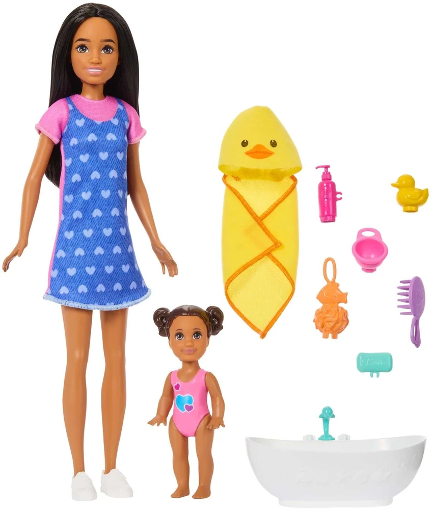 Mattel Barbie Skipper Babysitter lėlės rinkinys su kūdikiu ir vonia
