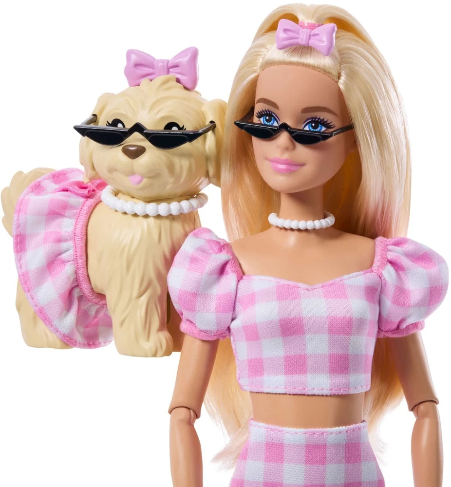 Mattel BARBIE TWINNING LOOKS šviesiaplaukės lėlės ir šunelio rinkinys (JFP36)