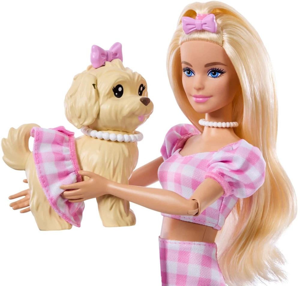 Mattel BARBIE TWINNING LOOKS šviesiaplaukės lėlės ir šunelio rinkinys (JFP36)
