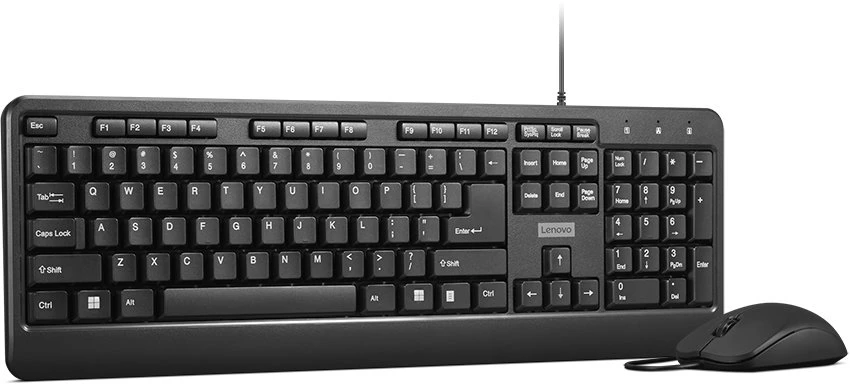 Klaviatūra ir pelė Lenovo 160 Klaviatūra Dołączona Myszka USB US English Juodas