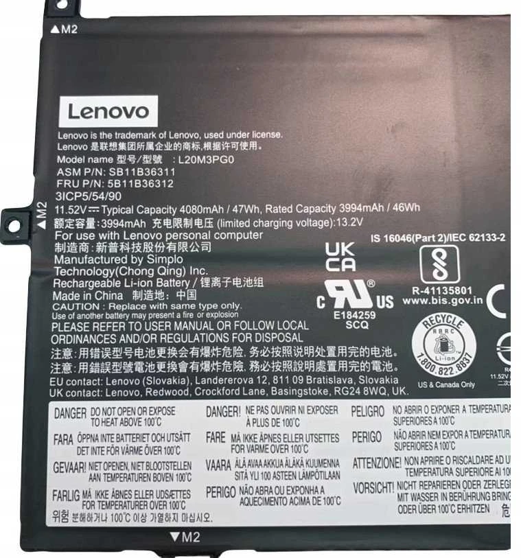 LG Bateria Lenovo 3-cell laptop battery, 11.55V