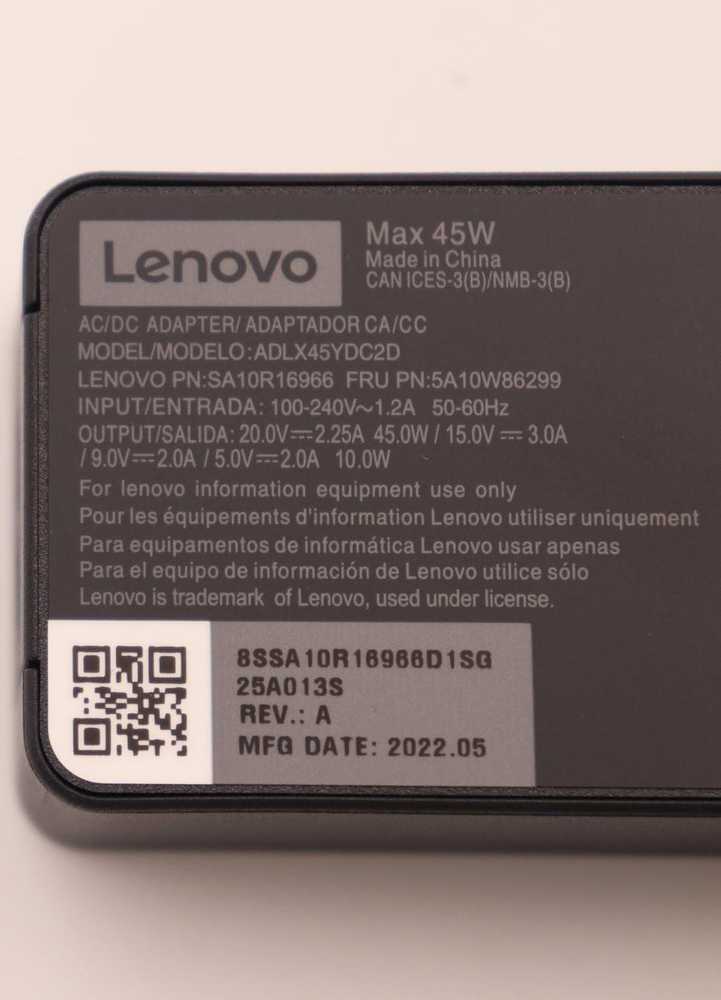 Nešiojamojo kompiuterio maitinimo adapteris Lenovo 45 W, 2.25 A, (5A10W86299)