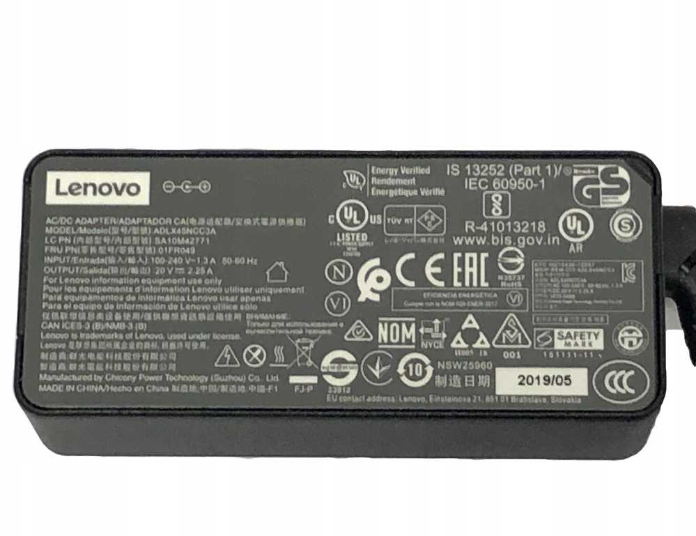 Nešiojamojo kompiuterio maitinimo adapteris Lenovo 45 W, 2.25 A, 20 V (SA10M42771)