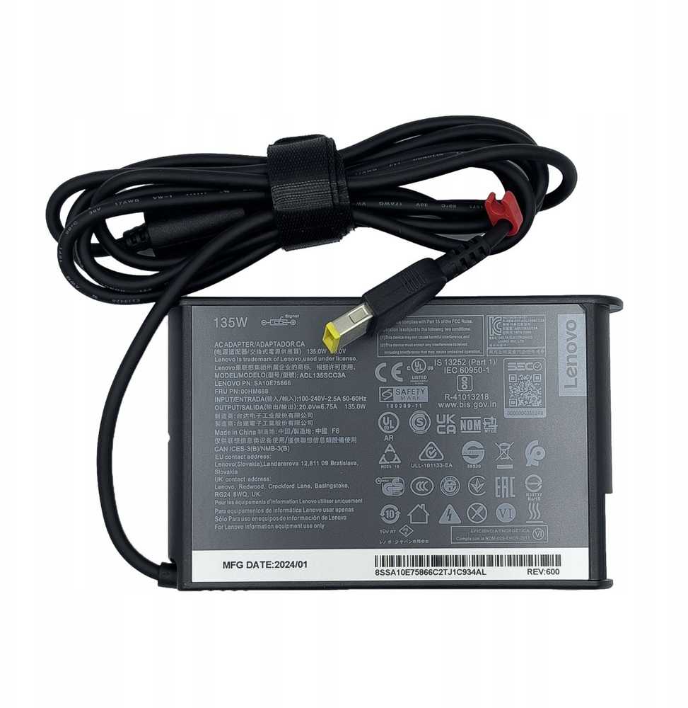 Nešiojamojo kompiuterio maitinimo adapteris Lenovo Lenovo AC Adapteris Slim 135W 20VDC 3P (FRU00HM686)