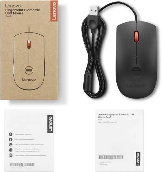 Lenovo Fingerprint Biometric USB Pelė Gen3 | su laidu | USB-A | Juodas/Raudona