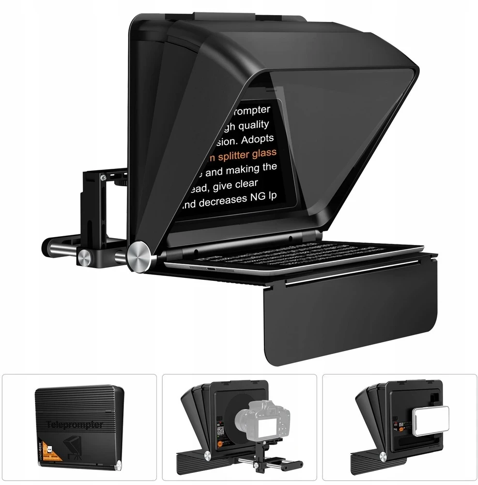 LensGo Teleprompteris Stebėjimo Monitorius „Vlog 2 viename“ DSLR Fotoaparatams ir Telefonams / TC7 II „Ultimate Kit“