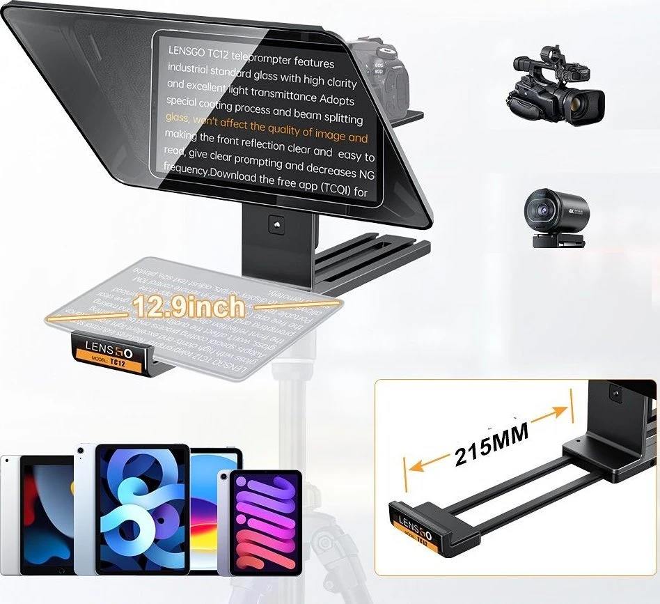 „Prompter Teleprompter Monitorius Podglądowy Vlog Na Aparat Planšetė 12,9" Lensgo / Tc12" – čia nėra lietuviškų žodžių, kuriuos reikėtų versti, nes tai produktų pavadinimas, kuriame yra prekės ženklas (Lensgo) ir modelio kodas (Tc12). Tačiau pažvelgus į tekstą, matome, kad yra lenkiškų žodžių: „Podglądowy“ (liet. „peržiūros“), „Vlog Na Aparat“ (liet. „vlog, skirtas kamerai“). Kadangi tai pavadinimas, jį reikėtų išversti taip, kad būtų aišku, kas tai per produktas, išlaikant prekės ženklo pavadinimą ir modelį. Vertimas: „Prompter Teleprompter Monitorius Peržiūros Vlog kamerai Planšetė 12,9" Lensgo / Tc12“ Tačiau galima patikslinti: „Teleprompter monitorius peržiūros, skirtas vlog kamerai, tinka planšetei 12,9" Lensgo / Tc12“ – bet kadangi tai pavadinimas, trumpas variantas būtų tinkamesnis. Geriausias variantas: „Teleprompterio monitorius peržiūrai, Vlog kamerai, planšetei 12,9" Lensgo TC12“. Vis dėlto, jei reikia tiksliai išlaikyti struktūrą, pažodžiui būtų: „Prompter Teleprompter Moni