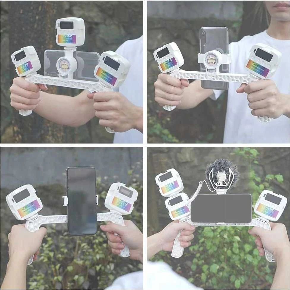 LensGo Laikiklis Grip Stabilizator do Telefonu Smartfona Telefonas 3x Stopka ISO / L3 / Baltas