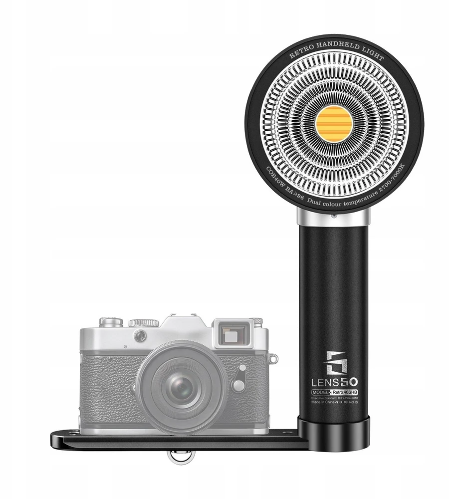 LensGo žiedinė lempa, rankinė LED lempa 40W COB retro foto 2700-7000K telefonui fotoaparatui / 40shb