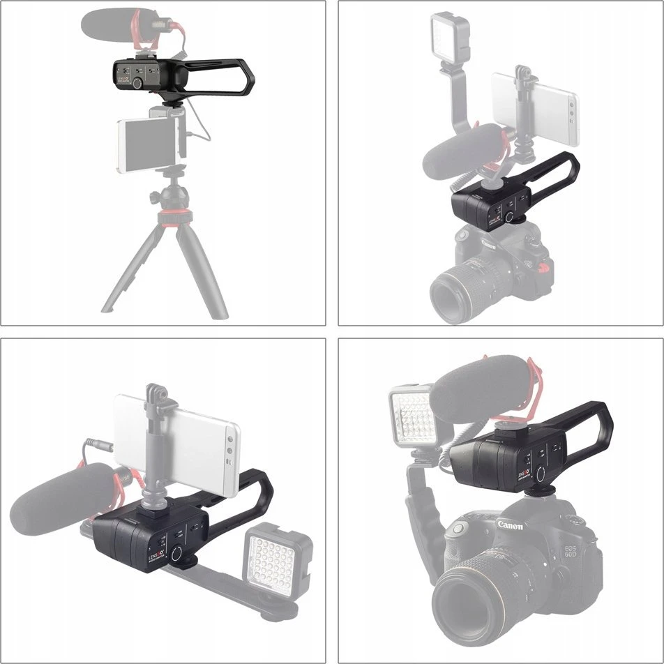 „LensGo Regulator“ garso stiprintuvas mikrofonui + fotoaparato rankenos stabilizatorius / D1l