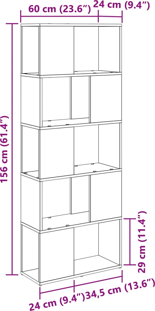 TV spintelių komplektas 60 x 24 x 156 cm Ruda Apdirbta mediena