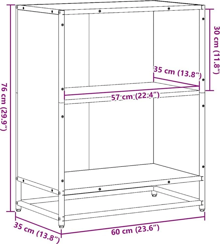 knygų spintelė Pilka Sonoma 60x35x76 cm Engineered Wood