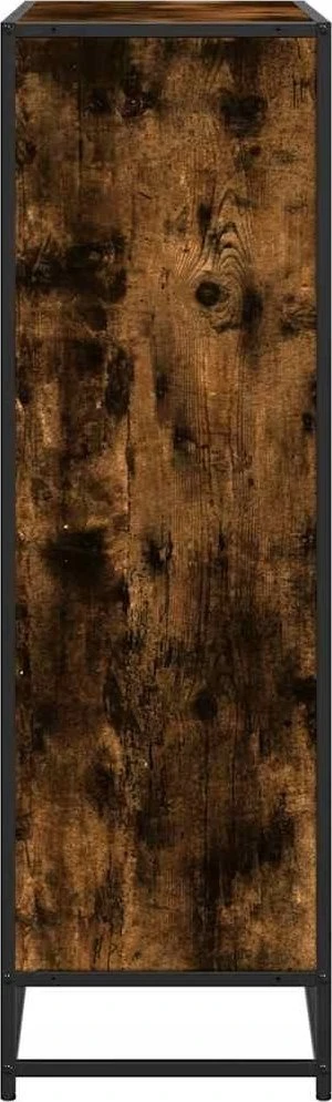 Knygų spinta, dūminė, 97,5x33x107,5cm, apdirbta mediena/metalas