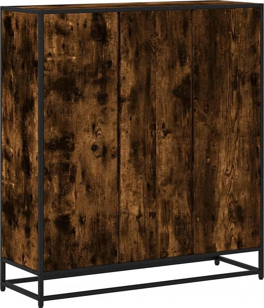 Knygų spinta, dūminė, 97,5x33x107,5cm, apdirbta mediena/metalas