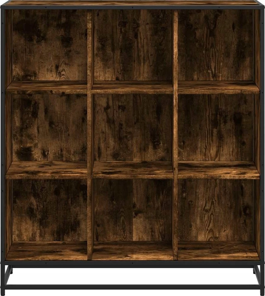 Knygų spinta, dūminė, 97,5x33x107,5cm, apdirbta mediena/metalas