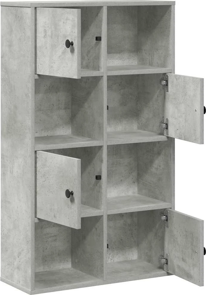 Knygų spinta, betono pilka, 60x24x101,5cm, apdirbta mediena