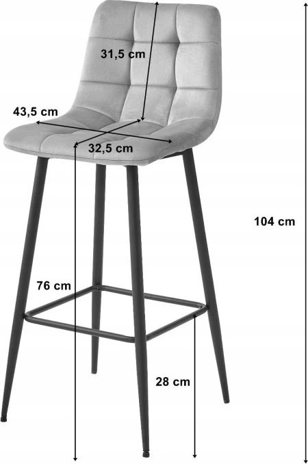 Leobert Baro kėdės su aksominėmis sėdynėmis, juodos, 104 cm, 2 vnt.
