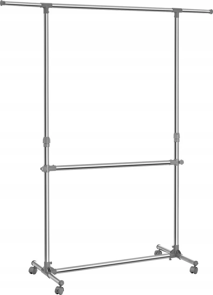 Valora Drabužių kabykla su ratukais, reguliuojamo pločio, sidabrinė/pilka, 101–165 × 49 × 113–198 cm