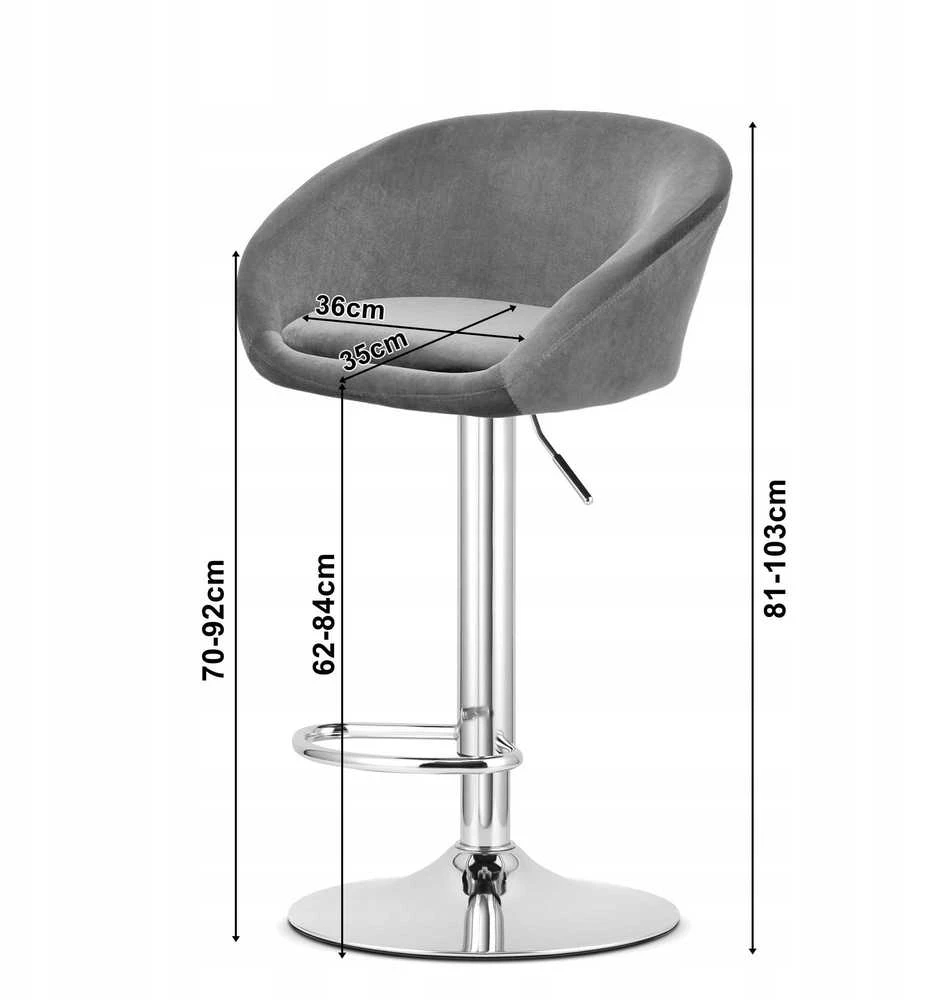 Leobert Baro kėdė, reguliuojamo aukščio, besisukanti, pilka, 81–103 cm, 2 vnt.