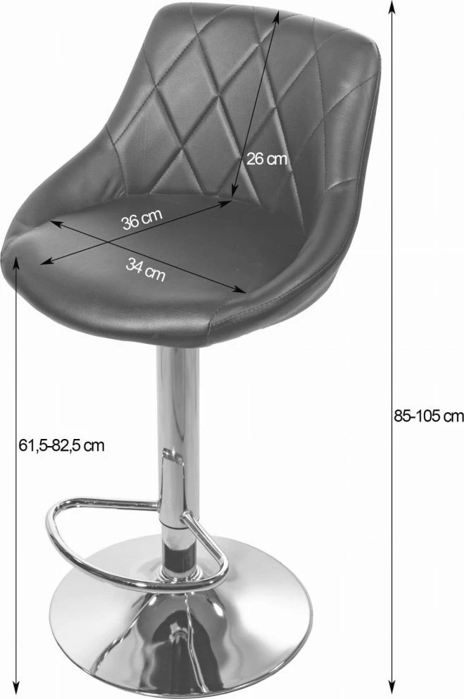 Leobert Baro kėdė reguliuojamo aukščio, sukama, juoda, 85–105 cm
