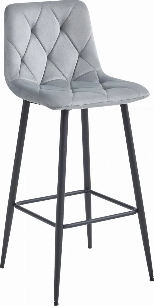 Leobert Baro kėdžių komplektas su aksominėmis sėdynėmis, sidabriškai pilkas / juodas, 104 cm, 4 vnt.