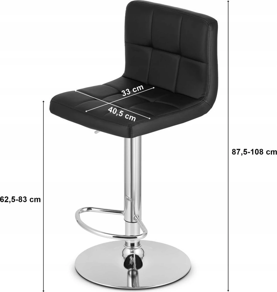 Leobert Baro kėdė PROT, reguliuojamo aukščio, juoda, 87,5–108 cm