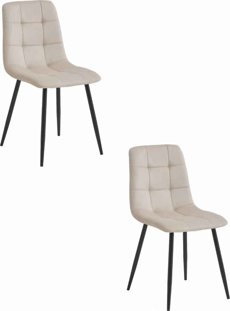 Leobert Kėdė su veliūru apmušta sėdyne ir metalinėmis kojomis, šviesiai smėlinė, 45 × 50,5 × 87 cm, 2 vnt.