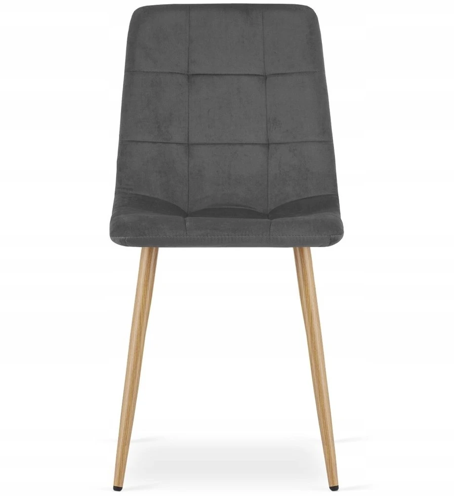 Leobert Kėdė su aksomo apmušalu ir metalinėmis medžio imitacijos kojomis, tamsiai pilka, 87 × 44,5 × 50,5 cm, 4 vnt.