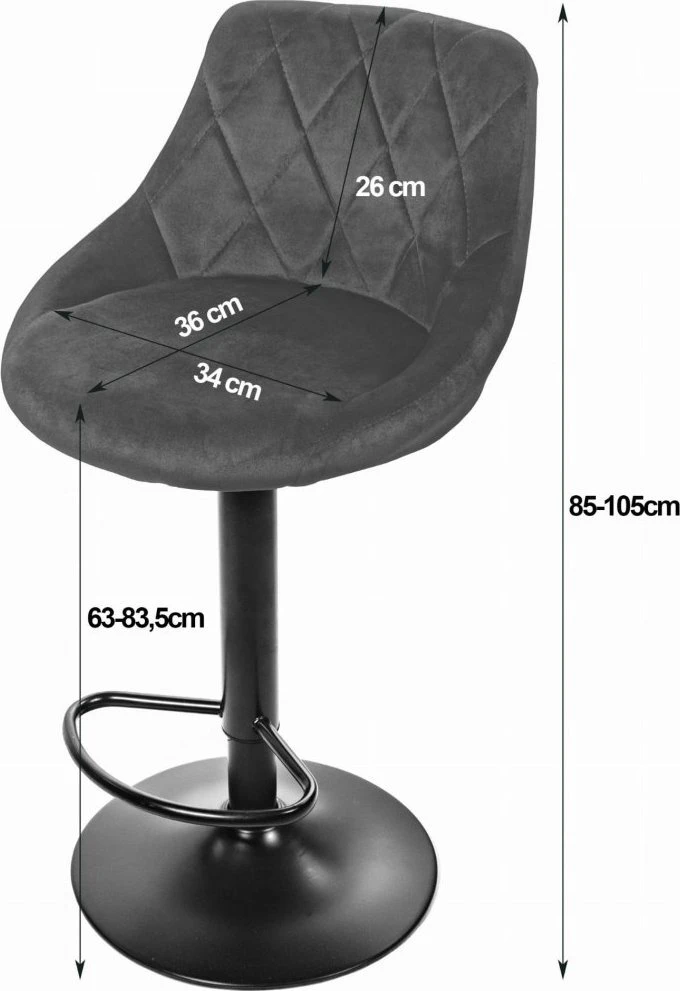 Oskar Bar chair Leobert Kast. matte. pilkas. 49x45.5x85-105 cm