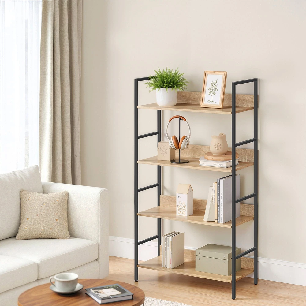 Leobert Atvira lentyna su 4 lentynomis, sonoma ir juoda, 60 x 28 x 124 cm