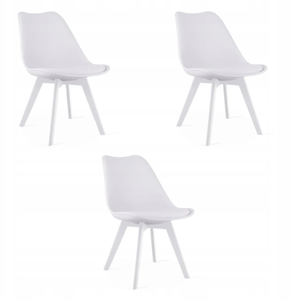 Leobert Kėdė MARK su eko odos pagalvėle, balta, 82 cm, 3 vnt.