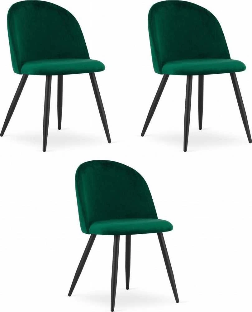Leobert Kėdžių komplektas BELLO, žalias aksomas, juodos metalinės kojos, 76,5 cm, 3 vnt.