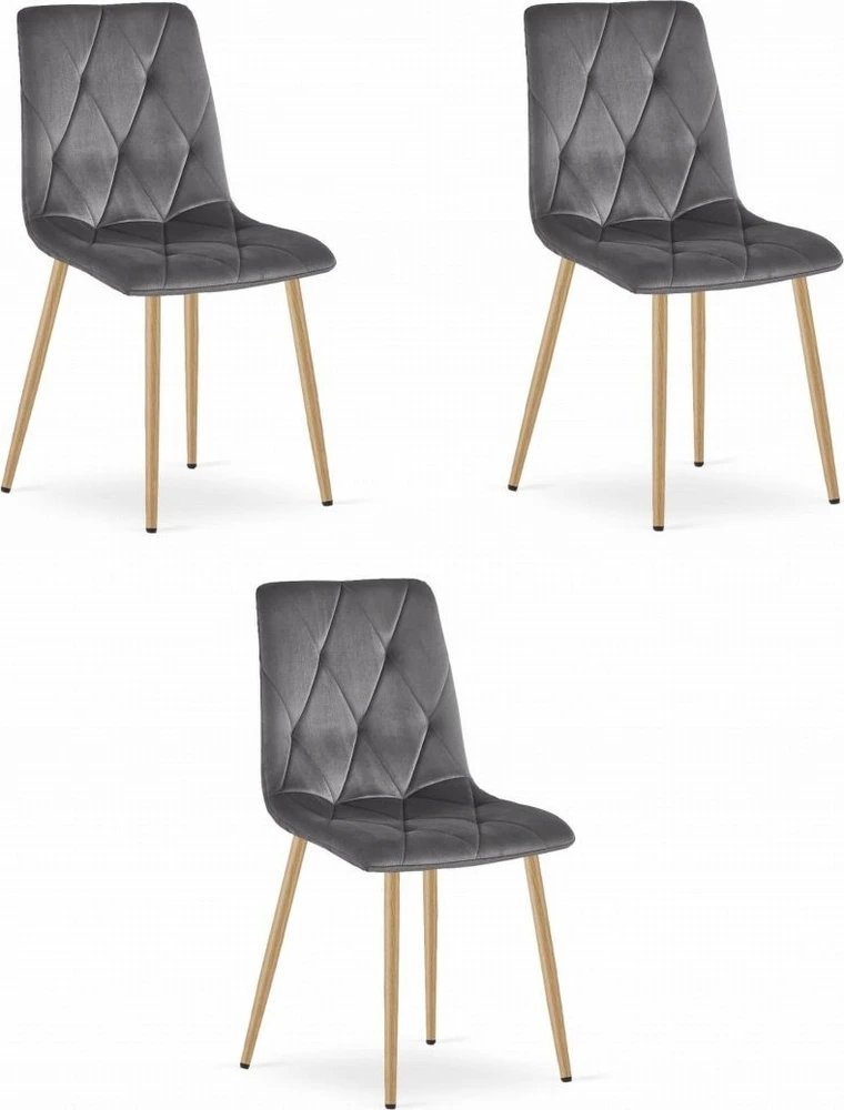 Leobert Kėdė LIBRA, veliūrinė, metalinės medienos imitacijos kojos, 3 vnt.