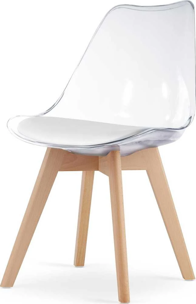 Leobert Kėdžių komplektas MARK su baltomis pagalvėlėmis, skaidrus, 82 cm, 4 vnt.