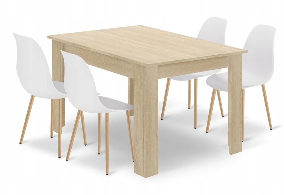 Lauko baldų komplektas Leobert Stalo ir 4 kėdžių komplektas , ąžuolo Sonoma ir baltas, 120 × 80 × 75 cm