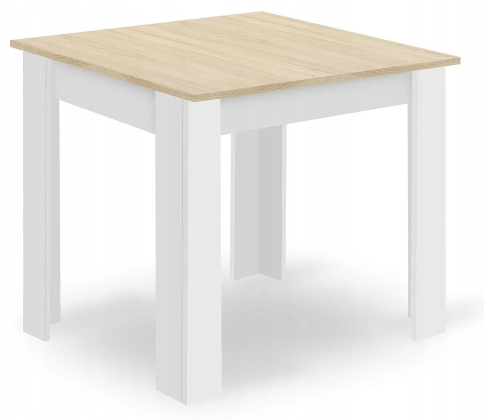 Lauko baldų komplektas Leobert Baldų komplektas su kvadratiniu stalu ir 4 kėdėmis, ąžuolo sonomos/baltos spalvos, stalas 80 × 80 × 75 cm