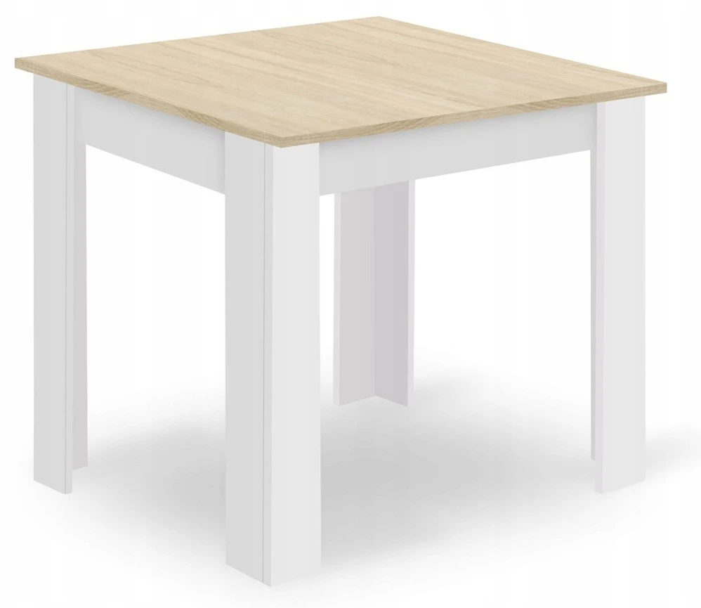 Lauko baldų komplektas Leobert Stalo ir 4 kėdžių komplektas su kvadratiniu stalu, Sonoma ąžuolo, baltos ir pilkos spalvų, 80 × 80 × 75 cm