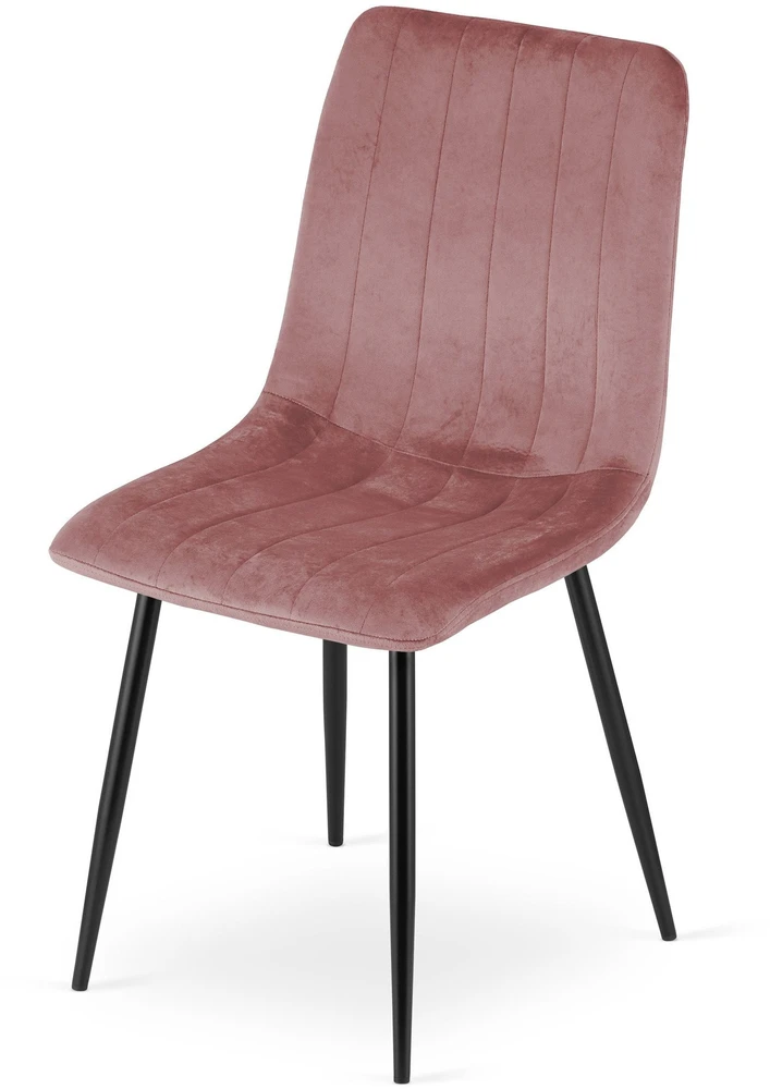 Leobert Kėdžių komplektas su aksominiu apmušalu ir metalinėmis kojomis, rožinis, 87 cm, 4 vnt.
