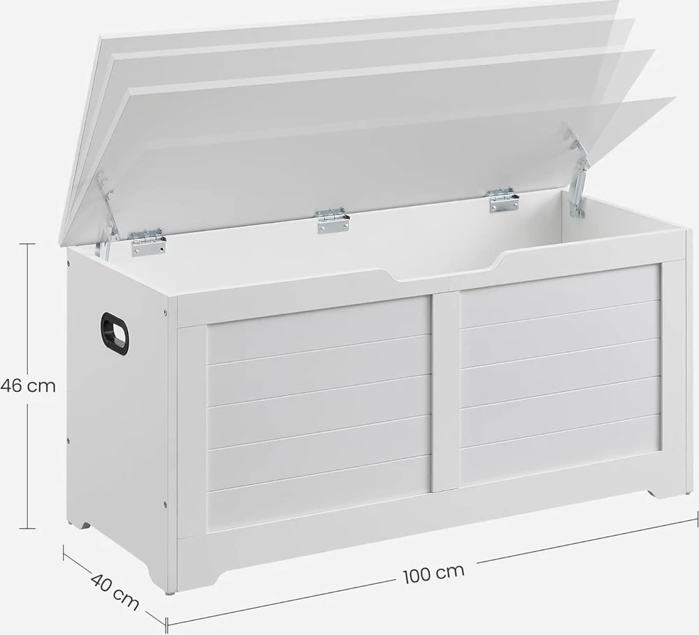 Leobert Daiktadėžė su atlenkiamu dangčiu, balta, 100 × 40 × 46 cm