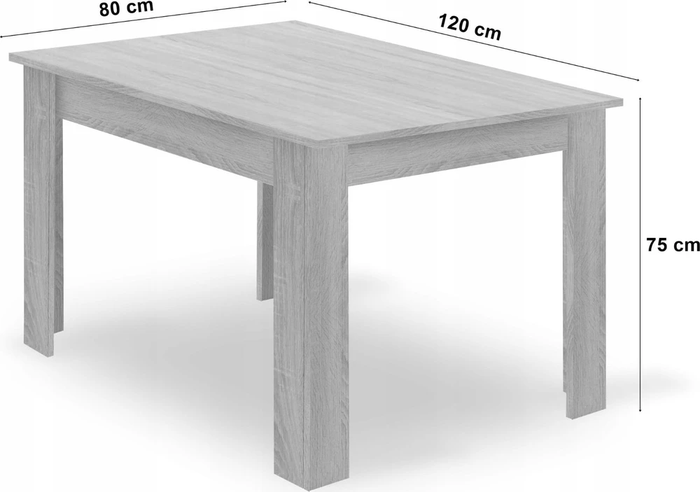 Lauko baldų komplektas Leobert Stalo ir 4 kėdžių komplektas, ąžuolo ir juodos spalvos, 120 × 80 × 75 cm