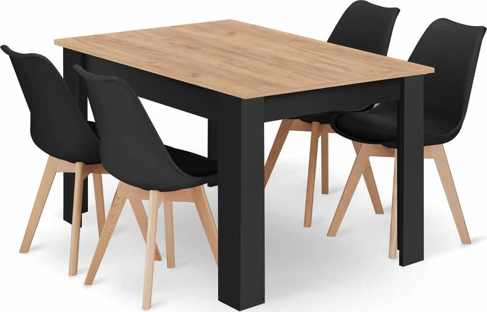 Lauko baldų komplektas Leobert Baldų komplektas su stačiakampiu stalu ir 4 kėdėmis, 120 × 80 cm