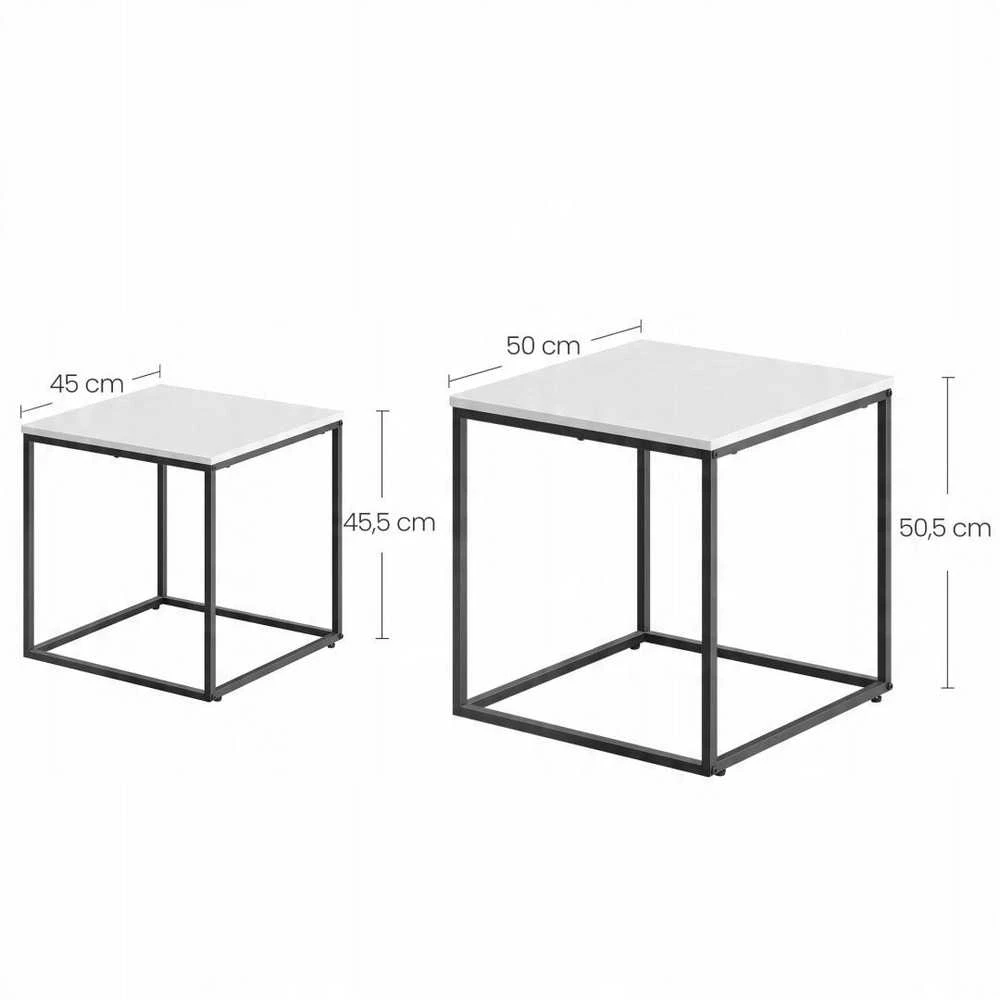 Leobert Kavos staliukai, 2 vnt., balti, 50 x 50 x 50,5 cm ir 45 x 45 x 45,5 cm