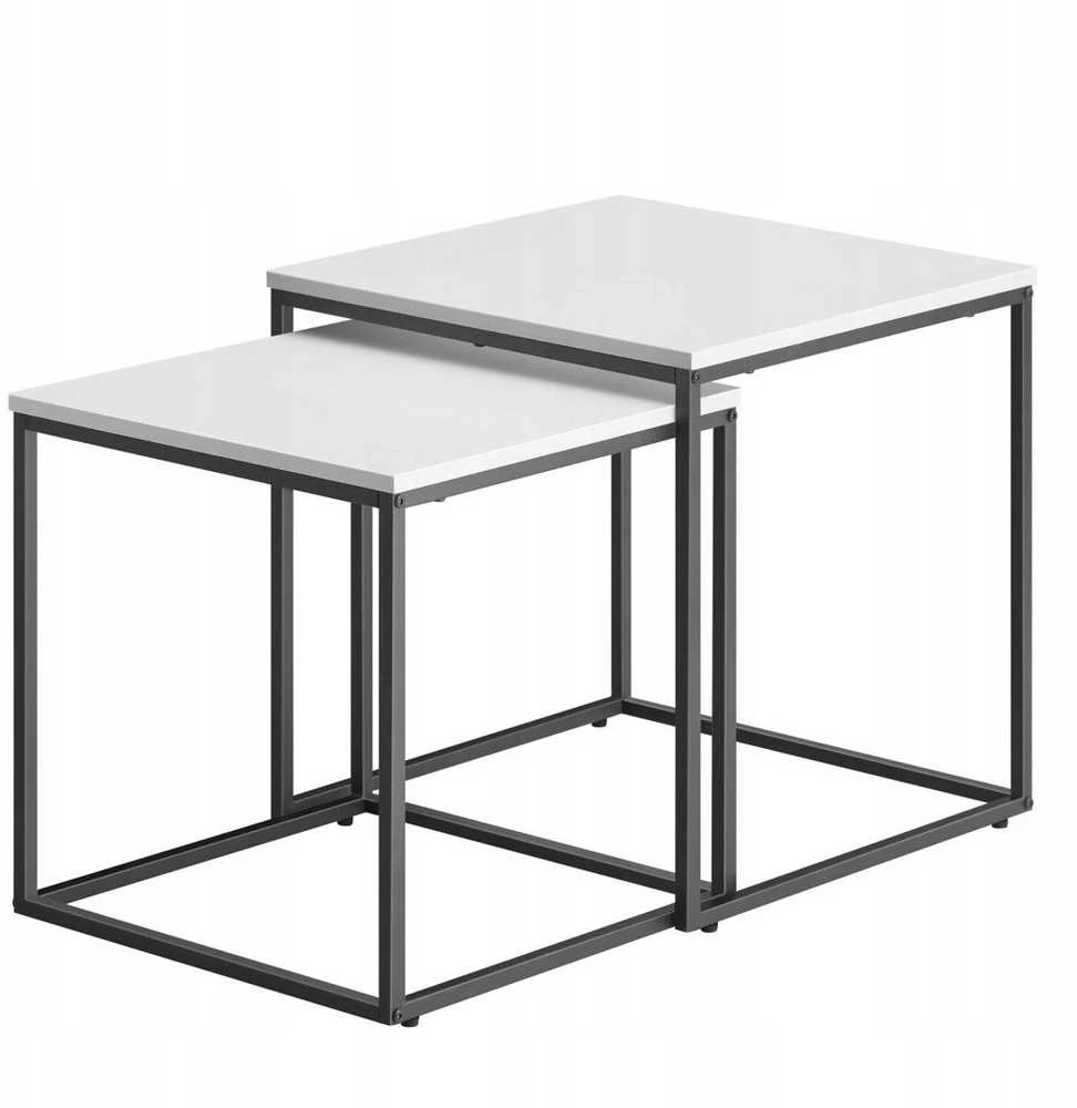 Leobert Kavos staliukai, 2 vnt., balti, 50 x 50 x 50,5 cm ir 45 x 45 x 45,5 cm