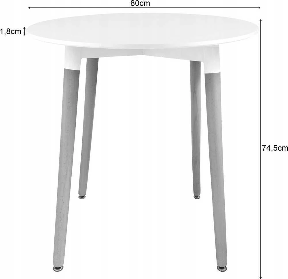 Leobert Stalas apvalus, baltas, Ø 80 × 74 cm