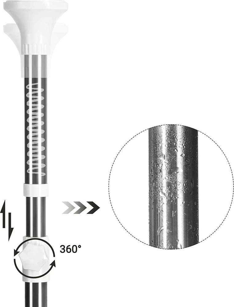 Leobert Teleskopinė vonios lentyna su rankšluosčių laikikliu, balta ir sidabrinė, 95–300 cm