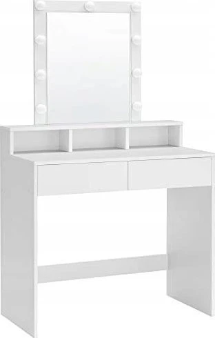 Leobert Kosmetinis staliukas su veidrodžiu ir 9 LED lemputėmis, baltas, 80 × 40 × 145 cm