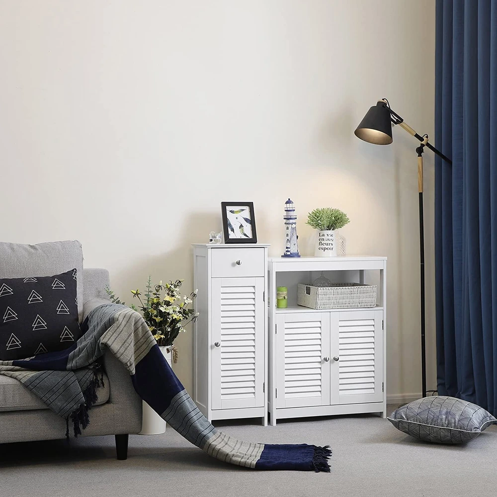 Songmics Vasagle Schmaler Badschrank mit Lamellentür
