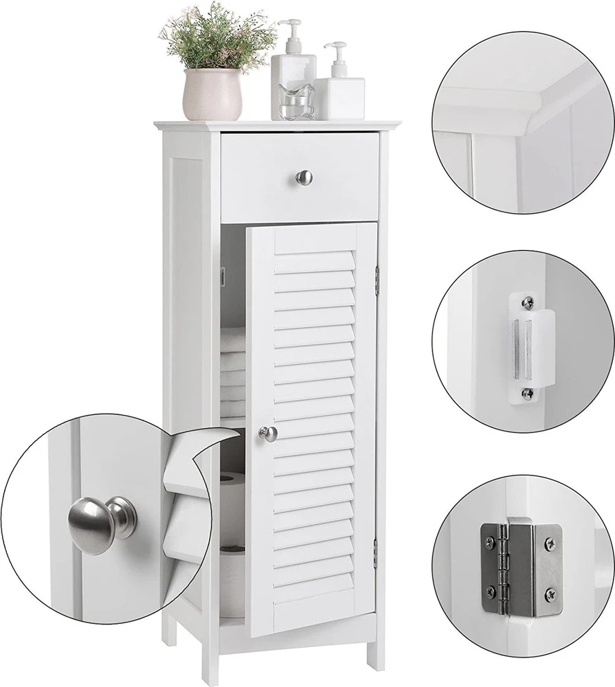 Songmics Vasagle Schmaler Badschrank mit Lamellentür